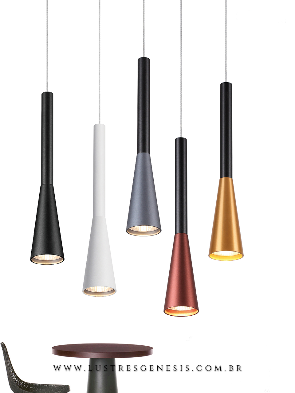 Luminaria de Teto Pendente Metal Preto LED Bivolt 6W Banheiro, Lavabo, Balcao de cozinha, Bancada de Cozinha, Bancada Churrasqueira